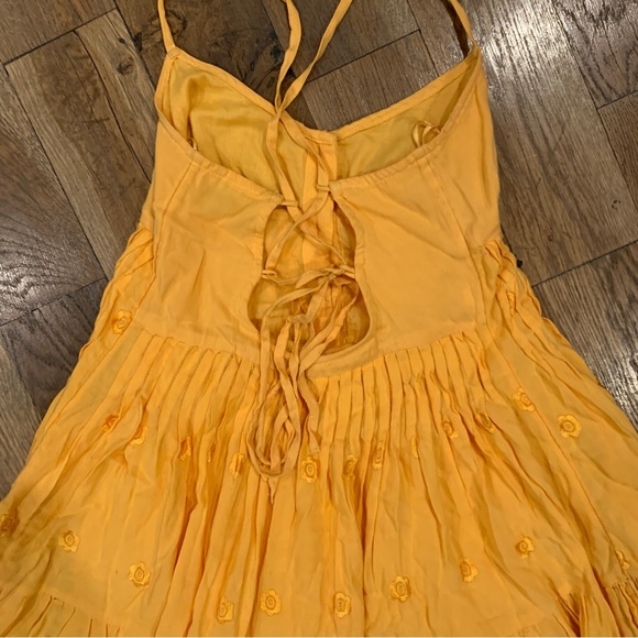 Urban Outfitters Orange Embroidered Flare mini Dress Size XS - Picture 5 of 11